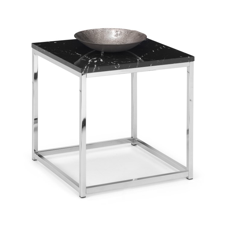 Black Marble & Silver Side Table - Julian Bowen Scala