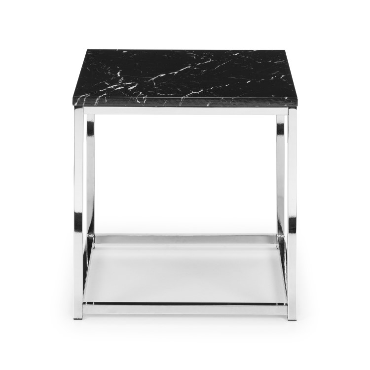 Black Marble & Silver Side Table - Julian Bowen Scala