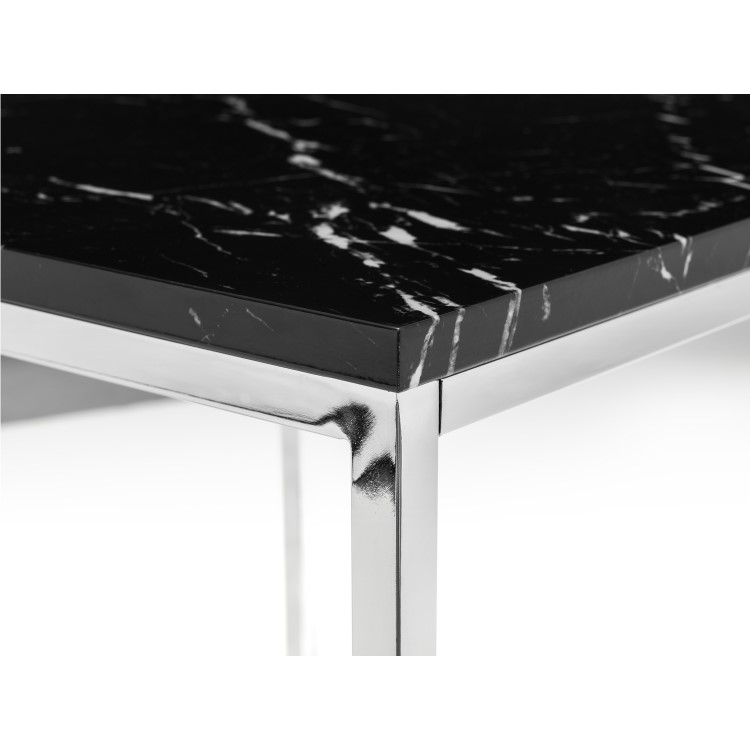 Black Marble & Silver Side Table - Julian Bowen Scala