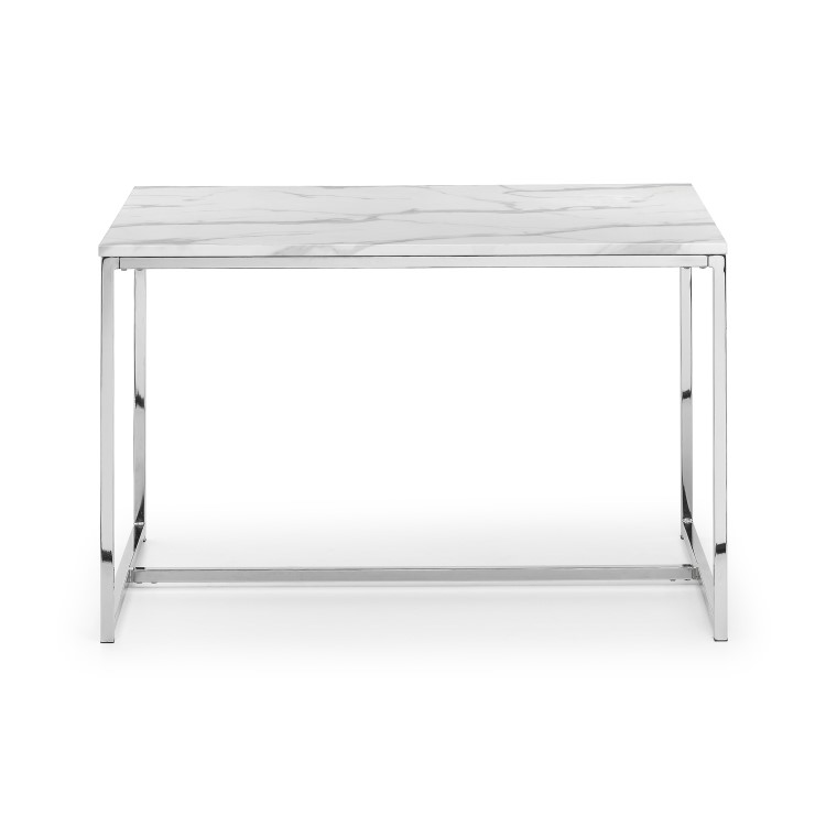 White Marble Dining Table with 4 Grey Dining Chairs - Julian Bowen Scala