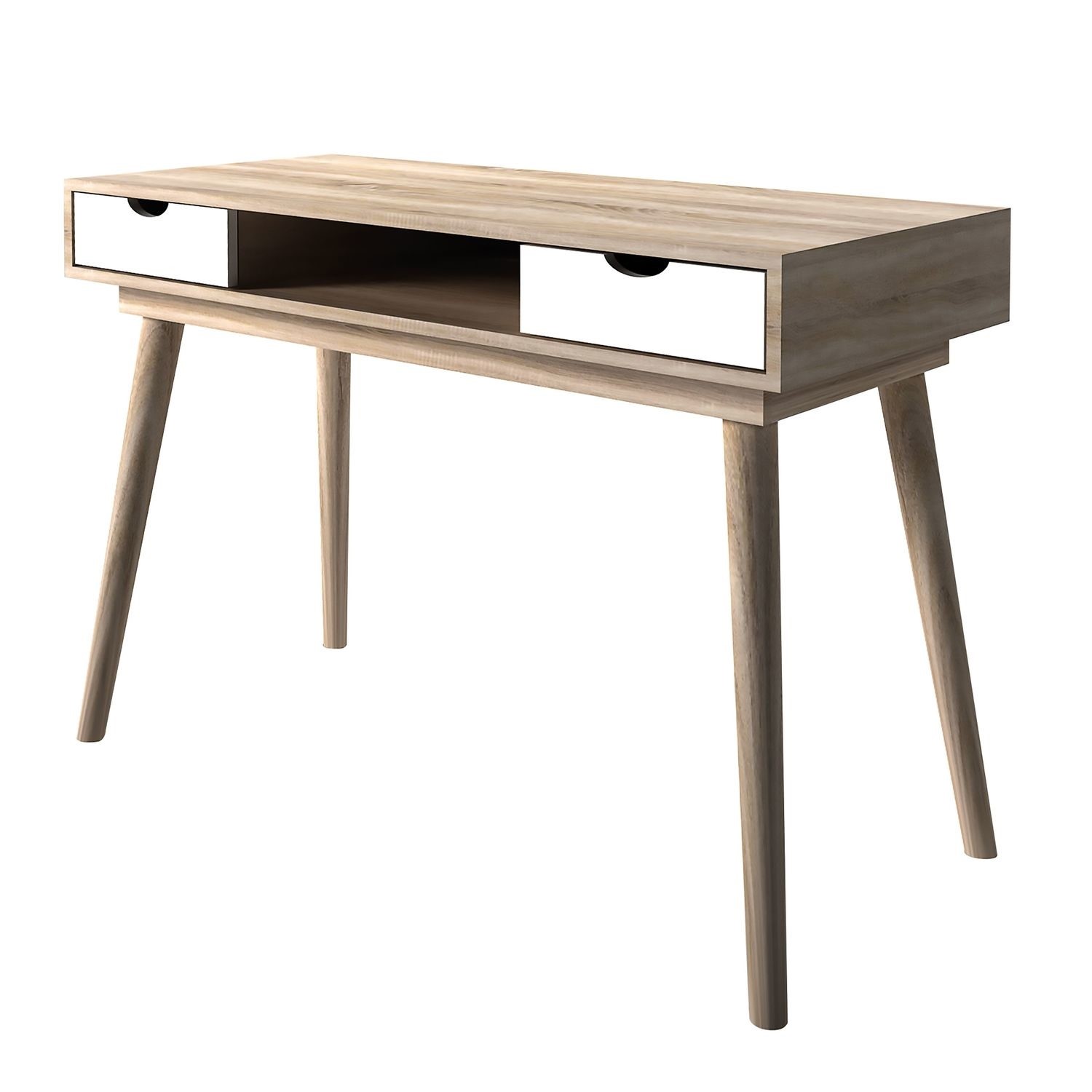 Oak and white cheap desk with drawers