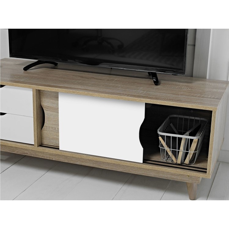 LPD Scandi Oak and White TV Unit - TV's up to 55"