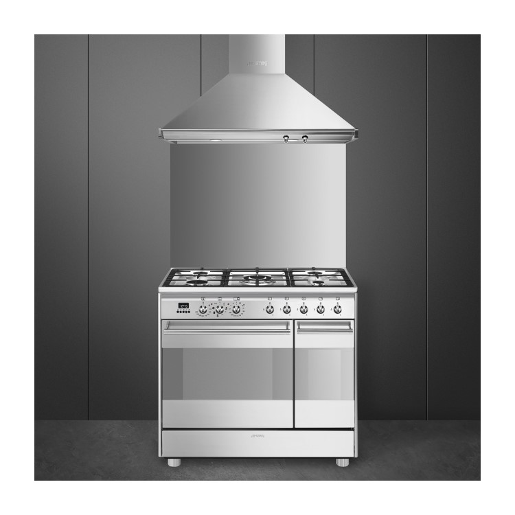 Smeg Concert 90cm Dual Fuel Range Cooker - Stainless Steel