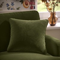 Olive Green Velvet Fibre Filled Sofa Scatter Cushion - 50 x 50cm - Payton