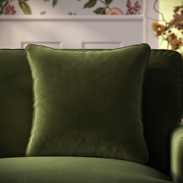 Olive Green Velvet Fibre Filled Sofa Scatter Cushion - 50 x 50cm - Payton