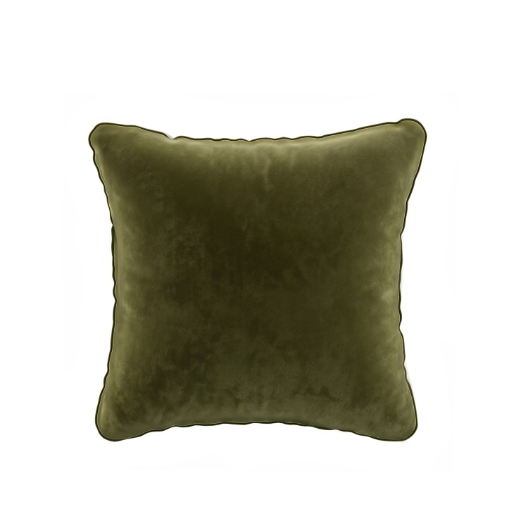 Olive Green Velvet Fibre Filled Sofa Scatter Cushion - 50 x 50cm - Payton