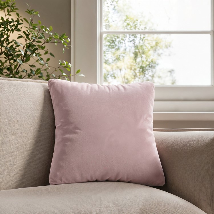 Pink and Burgundy Velvet Fibre Filled Reversible Sofa Scatter Cushion - 45 x 45cm - Orin
