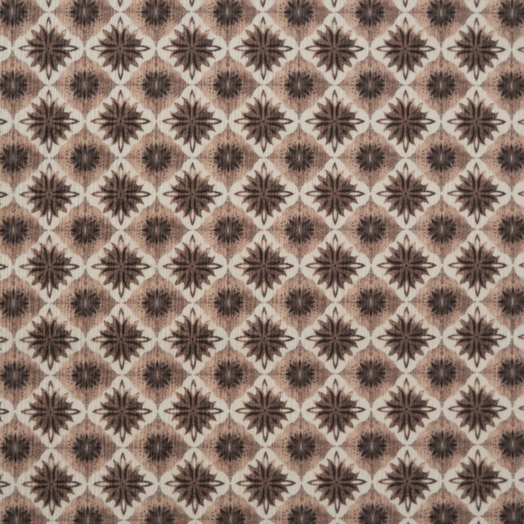 Brown Patterned Velvet Sofa Scatter Cushion with Rope Trim - 45 x 45cm - Eos