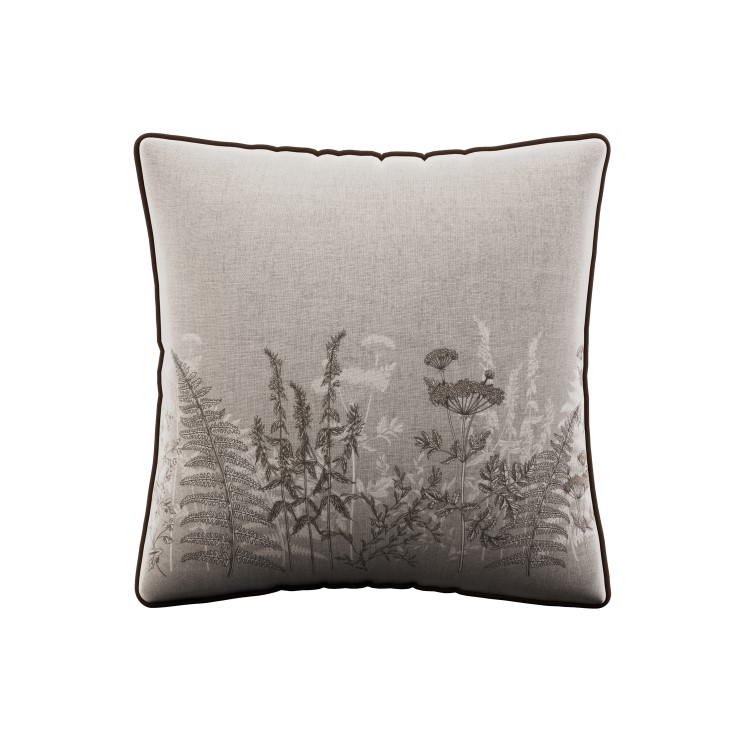 Beige Floral Patterned Piped Sofa Scatter Cushion - 45 x 45cm - Tara