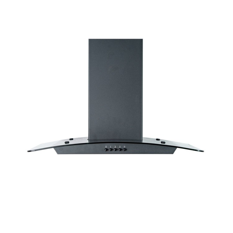 CDA 60cm Curved Glass Chimney Cooker Hood - Black