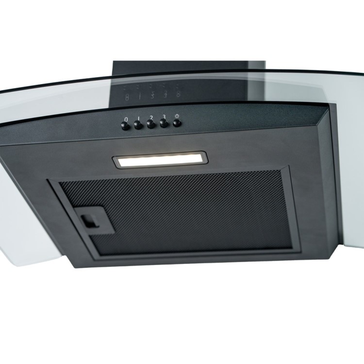 CDA 60cm Curved Glass Chimney Cooker Hood - Black