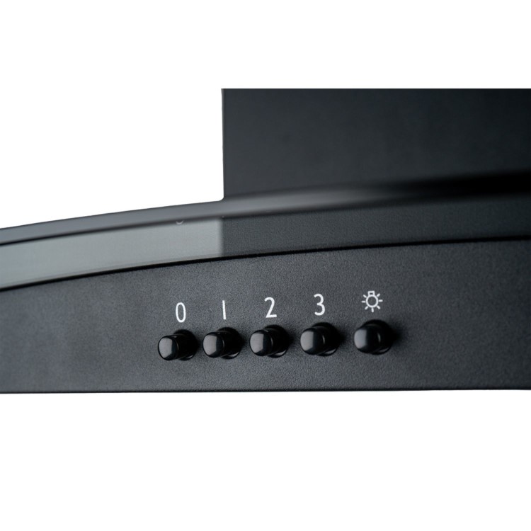 CDA 60cm Curved Glass Chimney Cooker Hood - Black