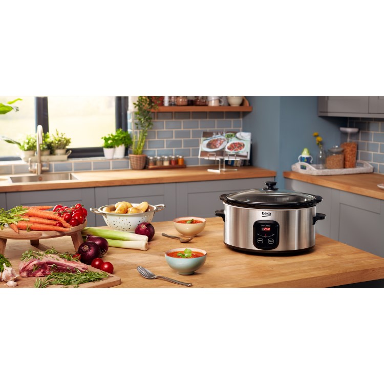 Beko SCM3622X 6 Litre Slow Cooker With LED Control Panel