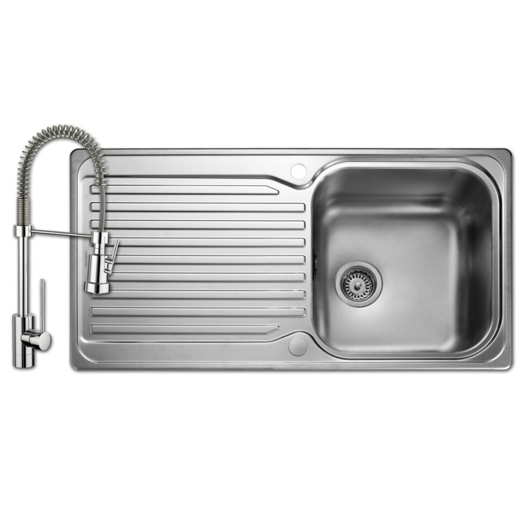 Rangemaster Stainless Steel Inset Kitchen Sink with Kitchen Mixer Tap Set 