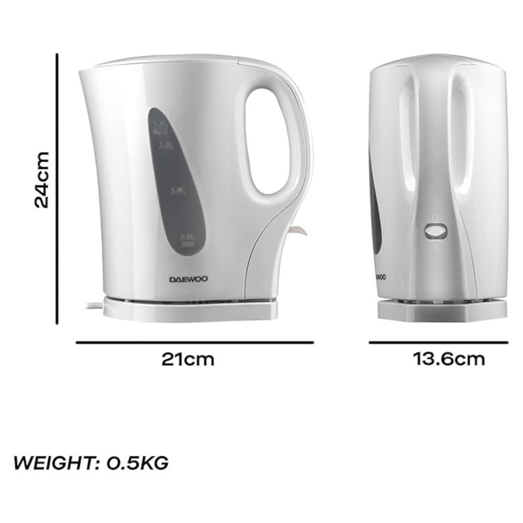 Daewoo Essentials 1.7L Fast Boiling Electric Kettle - White