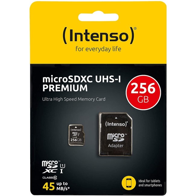 Intenso Premium 256GB UHS-1 Micro SD Card + Adapter
