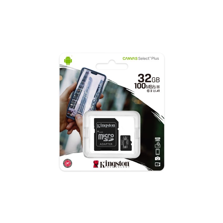 Kingston Canvas Select Plus 32GB UHS-I Micro SD Memory Card + SD Adapter