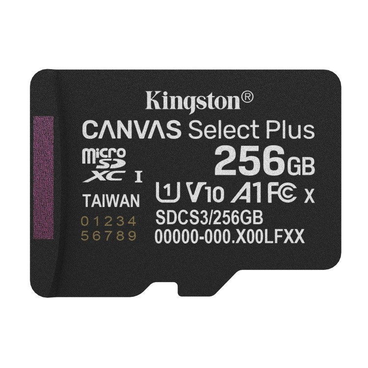 Kingston Canvas Select Plus 256GB microSDXC UHS-I Memory Card + microSD to SD adapter