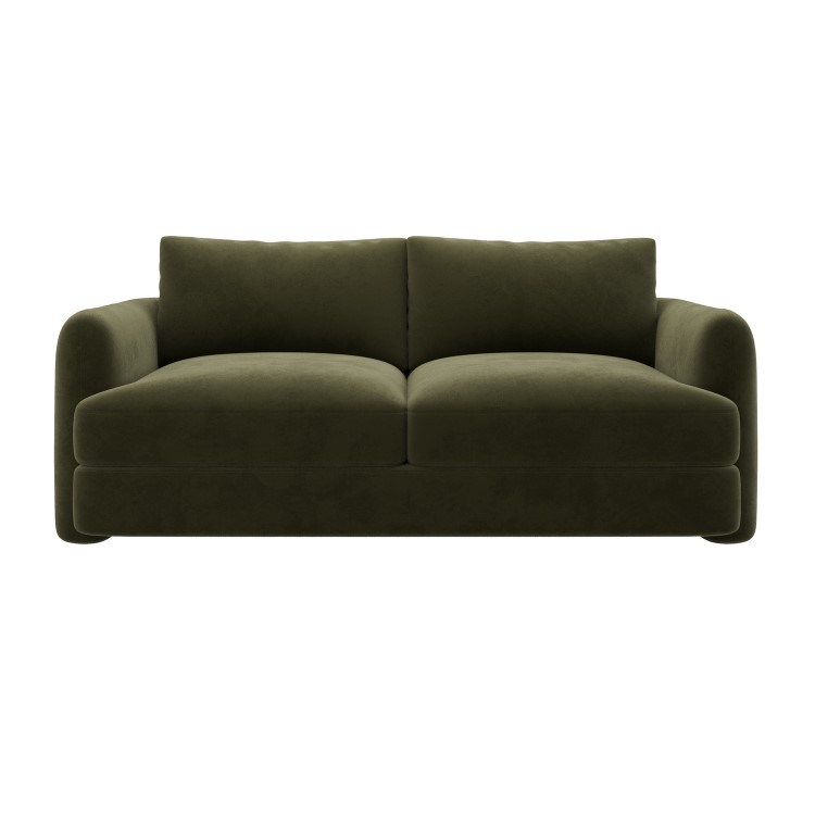 Khaki Green Velvet 3 Seater Sofa - Sade 
