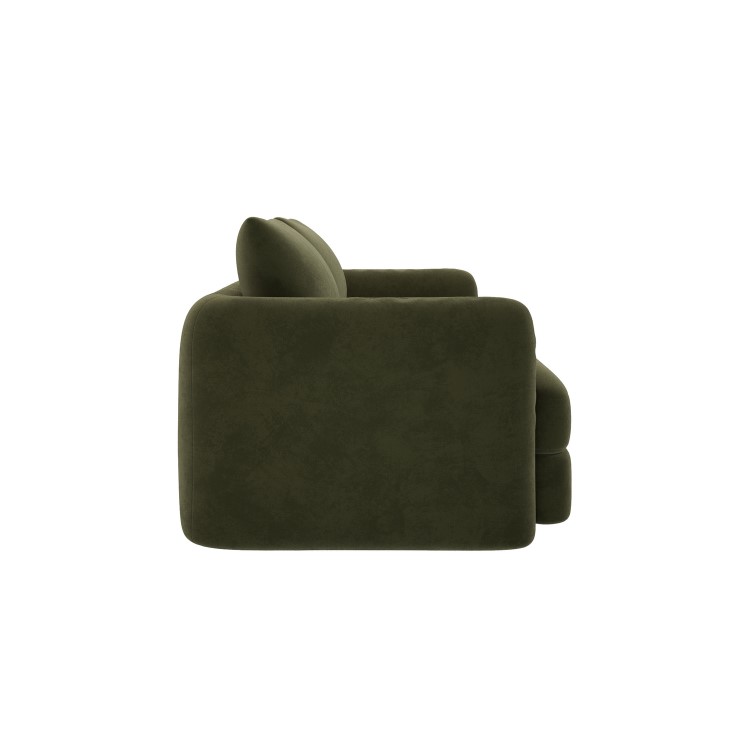 Khaki Green Velvet 3 Seater Sofa - Sade 