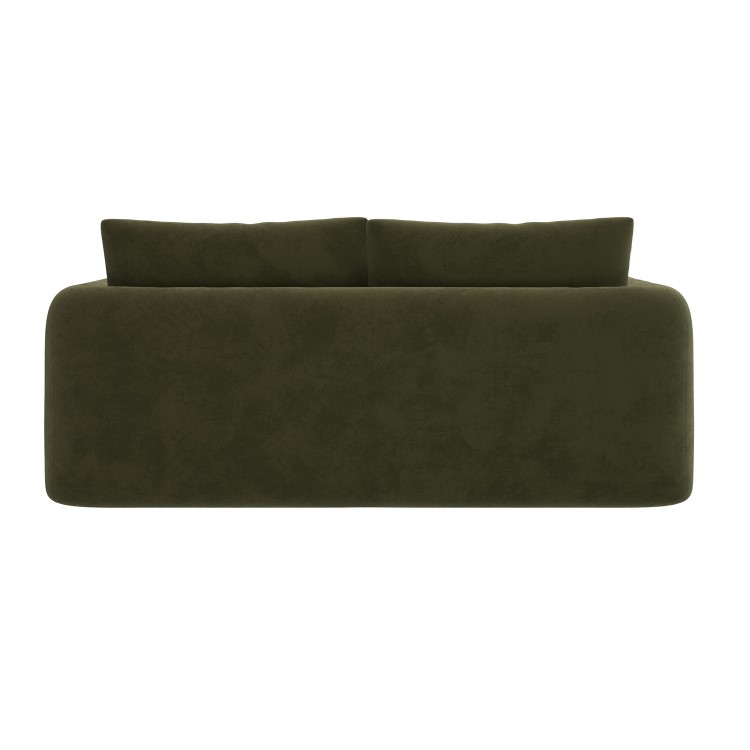 Khaki Green Velvet 3 Seater Sofa - Sade 