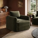 SDE002 Khaki Green Velvet Armchair - Sade 