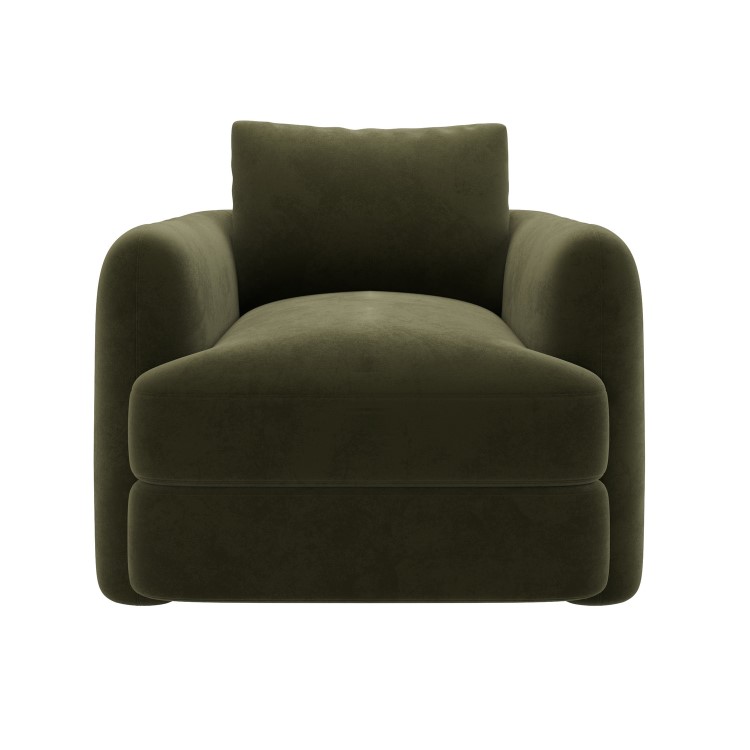 Khaki Green Velvet Armchair - Sade 