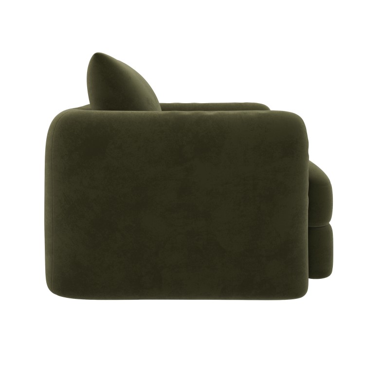 Khaki Green Velvet Armchair - Sade 