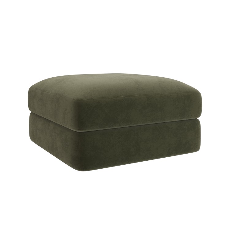 Khaki Green Velvet Ottoman Storage Footstool - Sade