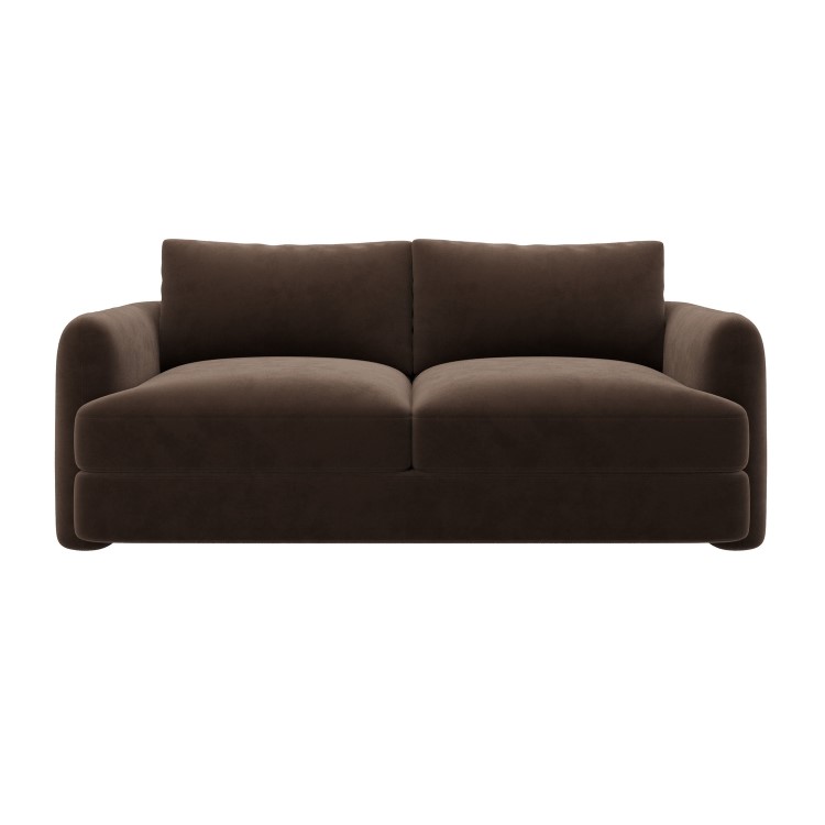 Chocolate Brown Velvet 3 Seater Sofa - Sade