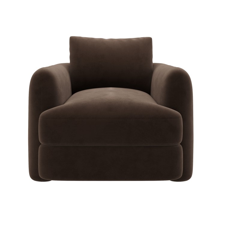 Chocolate Brown Velvet Armchair - Sade