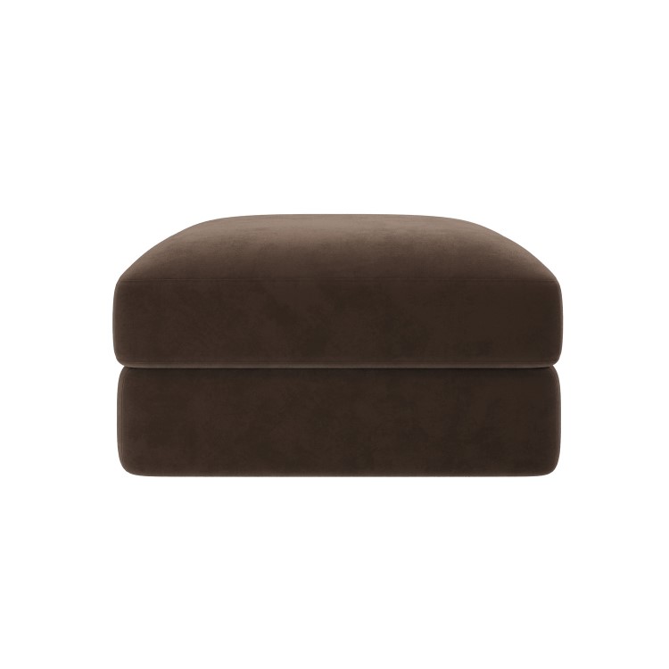 Chocolate Brown Velvet Ottoman Storage Footstool - Sade