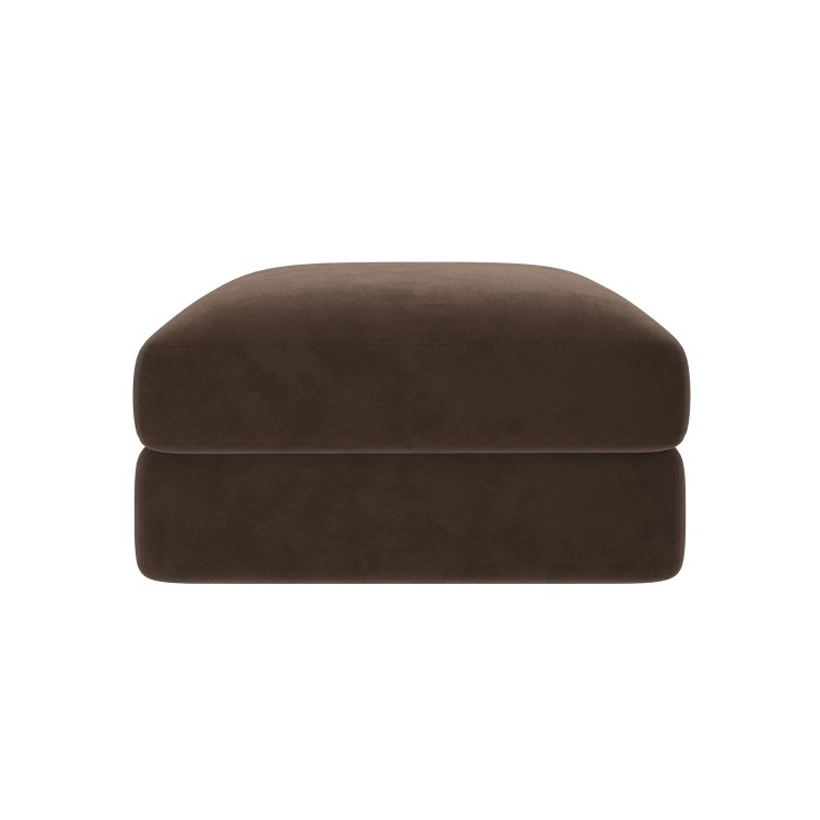 Chocolate Brown Velvet Ottoman Storage Footstool - Sade