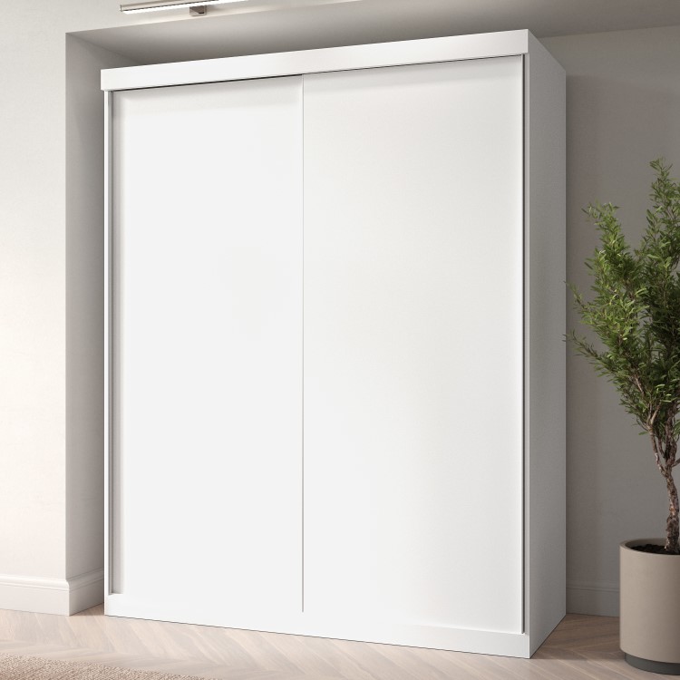 ONLY OPENED - Sidney Sliding Double Wardrobe In White
