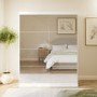 White Mirrored Sliding Door Double Wardrobe with Shelves - Sidney