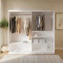 Large White Sliding Door Double Wardrobe with Shelves - Sidney