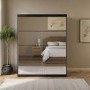 Black Mirrored Sliding Door Double Wardrobe with Shelves - Sidney