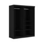 Black Mirrored Sliding Door Double Wardrobe with Shelves - Sidney