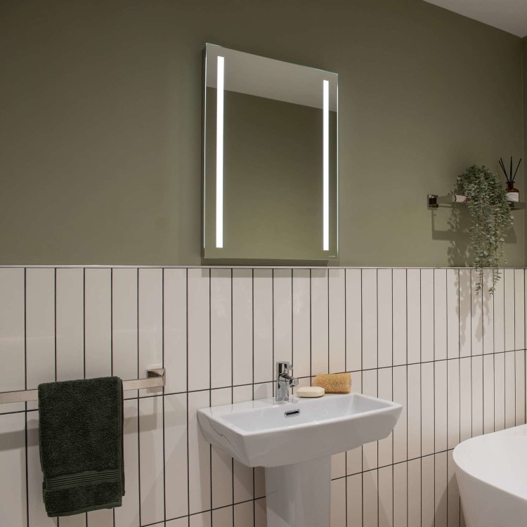 GRADE A1 - Sensio Lumino Evo+ Rectangular Bathroom Mirror with Battery Operated Lights - 500 x 700mm