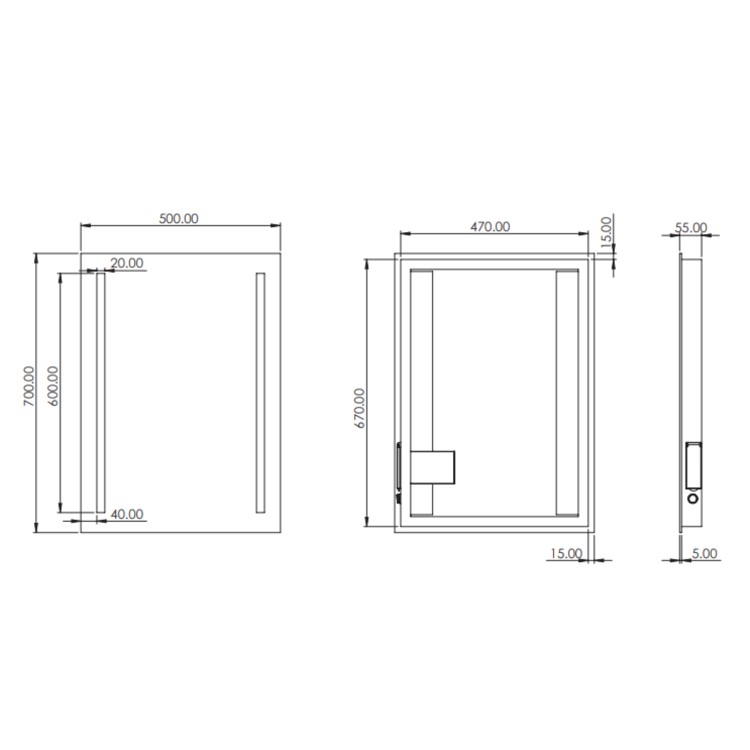 GRADE A1 - Sensio Lumino Evo+ Rectangular Bathroom Mirror with Battery Operated Lights - 500 x 700mm