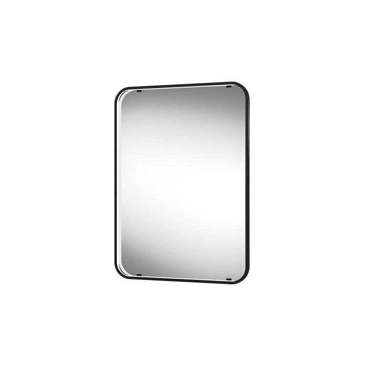 ONLY OPENED - Rectangular Black LED Bathroom Mirror with Demister 700 x 500mm -  Sensio Aspect