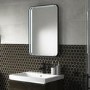 ONLY OPENED - Rectangular Black LED Bathroom Mirror with Demister 700 x 500mm -  Sensio Aspect