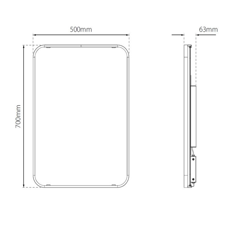 ONLY OPENED - Rectangular Black LED Bathroom Mirror with Demister 700 x 500mm -  Sensio Aspect