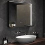 GRADE A1 - Rectangular Black LED Bathroom Mirror with Shelf and Charger 800 x 600mm -  Sensio Element