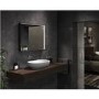 GRADE A1 - Rectangular Black LED Bathroom Mirror with Shelf and Charger 800 x 600mm -  Sensio Element