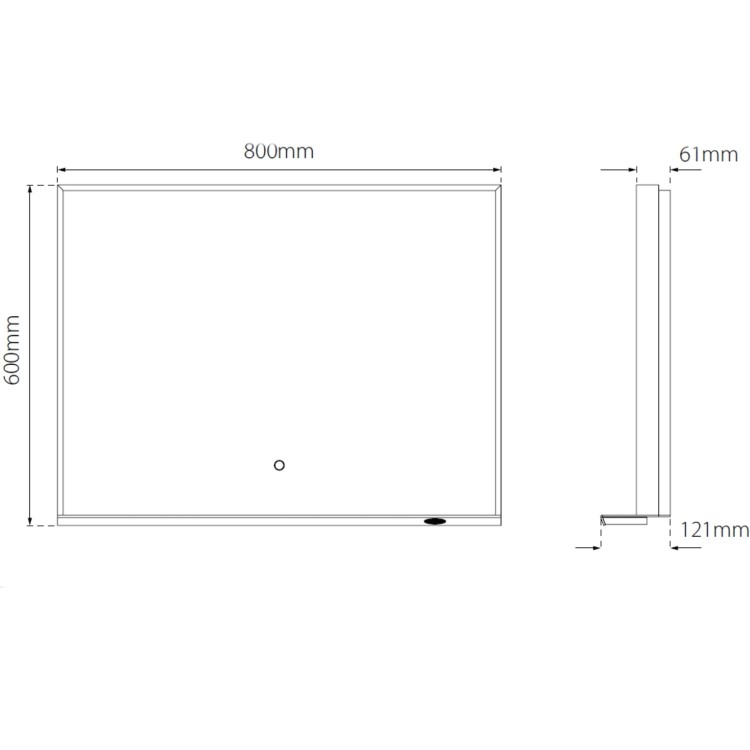 GRADE A1 - Rectangular Black LED Bathroom Mirror with Shelf and Charger 800 x 600mm -  Sensio Element