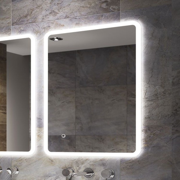 GRADE A1 - Rectangular LED Bathroom Mirror Ultra Slim 700 x 500mm - Sensio Libra