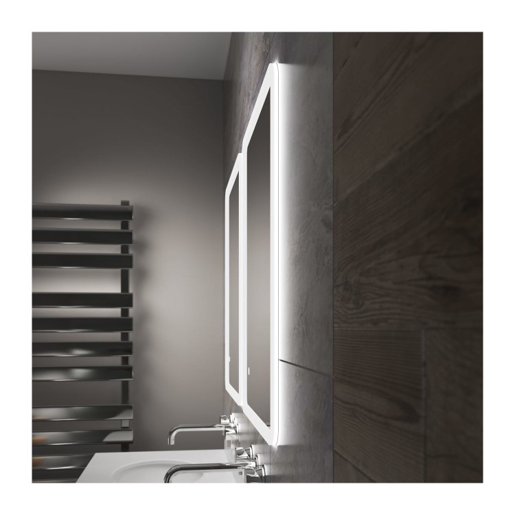 GRADE A1 - Rectangular LED Bathroom Mirror Ultra Slim 700 x 500mm - Sensio Libra