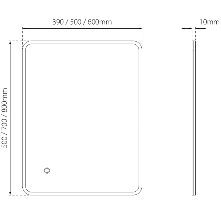GRADE A1 - Rectangular LED Bathroom Mirror Ultra Slim 700 x 500mm - Sensio Libra