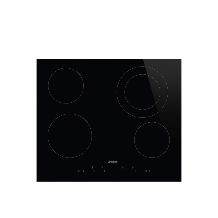 Smeg SE364ETD 60cm 4 Zone Straight Edge Glass Ceramic Hob with Dual Zone and Touch Controls